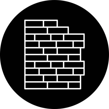 Brick Wall Line inverted circle. Vector Illustration For Web Use