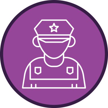 Polis memuru Line çoklu daire. Web Kullanımı için Vektör İllüstrasyonu