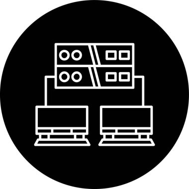 Computer Line inverted circle. Vector Illustration For Web Use