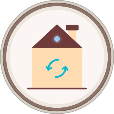 House Flat çıkartması. Web Kullanımı için Vektör İllüstrasyonu