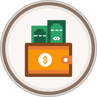 Cüzdan düz etiketi. Web Kullanımı için Vektör İllüstrasyonu