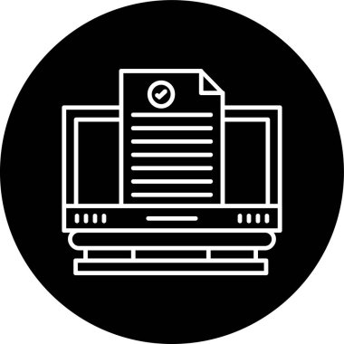 Desktop Computer Line inverted circle. Vector Illustration For Web Use