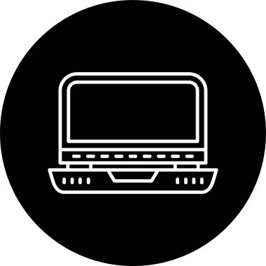 Laptop Line inverted circle. Vector Illustration For Web Use