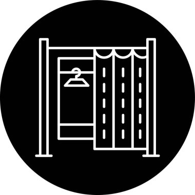 Changing Room Line inverted circle. Vector Illustration For Web Use