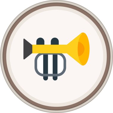 Trompet yassı çıkartması. Web Kullanımı için Vektör İllüstrasyonu