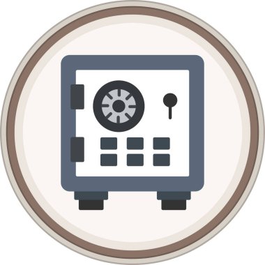 Safe Box Flat sticker. Vector Illustration For Web Use