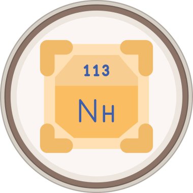 Nihonyum yassı çıkartması. Web Kullanımı için Vektör İllüstrasyonu