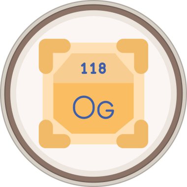 Oganesson yassı çıkartması. Web Kullanımı için Vektör İllüstrasyonu