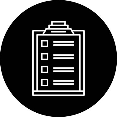 Clipboard Line inverted circle. Vector Illustration For Web Use