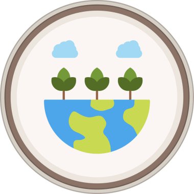 Dünya Düzlüğü 'nü Kurtarın etiketi. Web Kullanımı için Vektör İllüstrasyonu