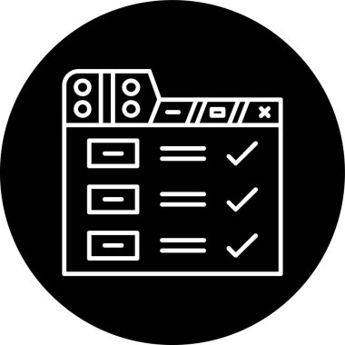 Kontrol Listesi Çemberi ters çevrildi. Web Kullanımı için Vektör İllüstrasyonu