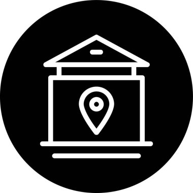 Home-location Line inverted circle. Vector Illustration For Web Use