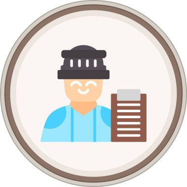 İnşaat Müdürü Flat çıkartması. Web Kullanımı için Vektör İllüstrasyonu