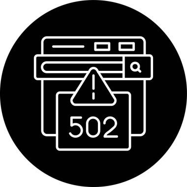 502 Hata Hatası ters çevrilmiş çember. Web Kullanımı için Vektör İllüstrasyonu