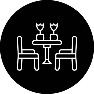 Yemek Masası Çizgisi ters dönmüş daire. Web Kullanımı için Vektör İllüstrasyonu