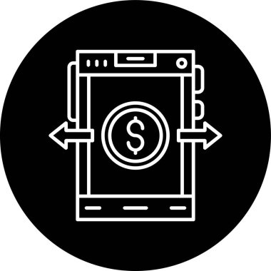 Online Payment Line inverted circle. Vector Illustration For Web Use