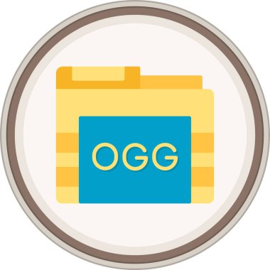 Ogg Folder Flat sticker. Vector Illustration For Web Use