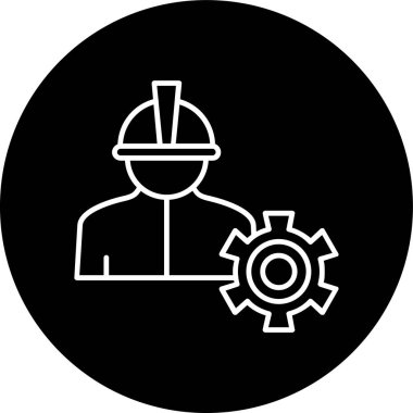 Construction Manager Line inverted circle. Vector Illustration For Web Use