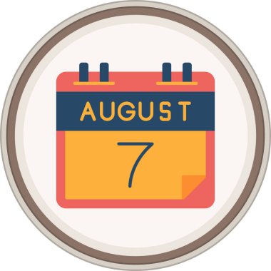 7 Ağustos Flat çıkartması. Web Kullanımı için Vektör İllüstrasyonu