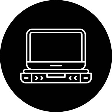 Dizüstü bilgisayarın ters çevrilmiş çemberi. Web Kullanımı için Vektör İllüstrasyonu