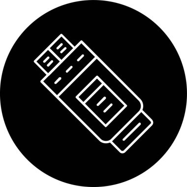 Flash Disk Line inverted circle. Vector Illustration For Web Use