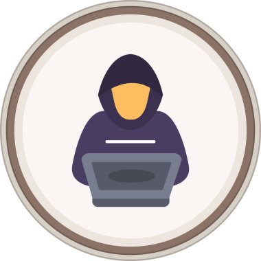 Hacker Flat etiketi. Web Kullanımı için Vektör İllüstrasyonu