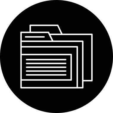 Folders Line inverted circle. Vector Illustration For Web Use