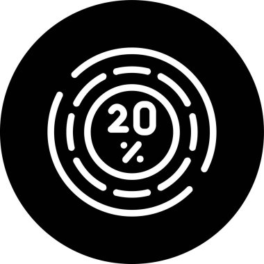 Yüzde-20 Hat ters çevrilmiş daire. Web Kullanımı için Vektör İllüstrasyonu