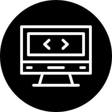 Display Code Line inverted circle. Vector Illustration For Web Use