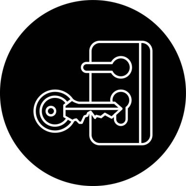 Kapı kilidi ters çevrilmiş daire. Web Kullanımı için Vektör İllüstrasyonu