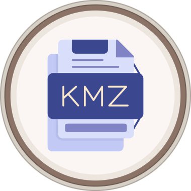 KMZ Düz çıkartması. Web Kullanımı için Vektör İllüstrasyonu