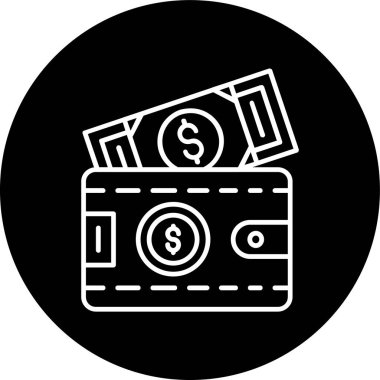 Cüzdan hattı ters çevrilmiş daire. Web Kullanımı için Vektör İllüstrasyonu