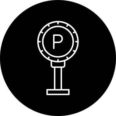 Parking Sign Line inverted circle. Vector Illustration For Web Use