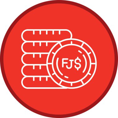 Fiji Doları Hattı çok daireli. Web Kullanımı için Vektör İllüstrasyonu