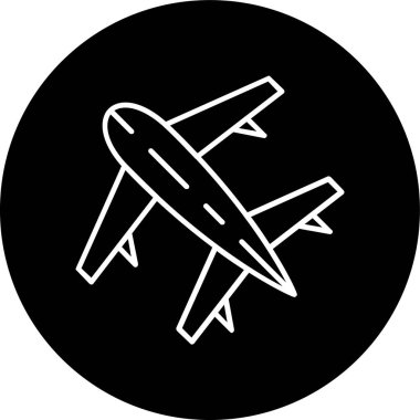 Airplane Line inverted circle. Vector Illustration For Web Use