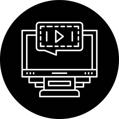 Video Message Line inverted circle. Vector Illustration For Web Use