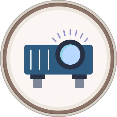 Projektör düz çıkartması. Web Kullanımı için Vektör İllüstrasyonu