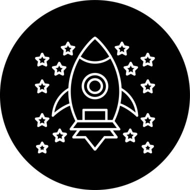 Rocket Line inverted circle. Vector Illustration For Web Use