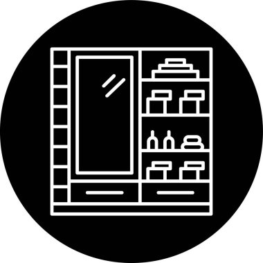 Bathroom Cabinet Line inverted circle. Vector Illustration For Web Use