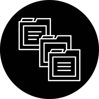 Folder Line inverted circle. Vector Illustration For Web Use