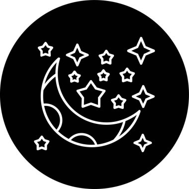 Ay ve Yıldızlar Çizgisi ters döngü. Web Kullanımı için Vektör İllüstrasyonu