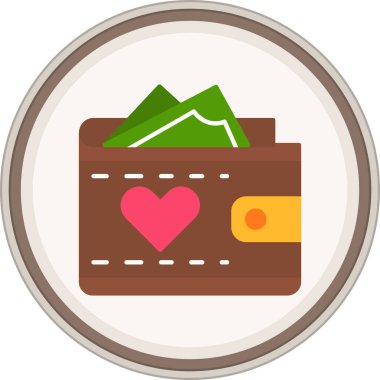 Cüzdan düz etiketi. Web Kullanımı için Vektör İllüstrasyonu