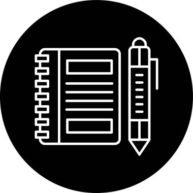 Notebook Line inverted circle. Vector Illustration For Web Use