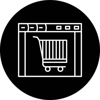 Shopping Cart Line inverted circle. Vector Illustration For Web Use