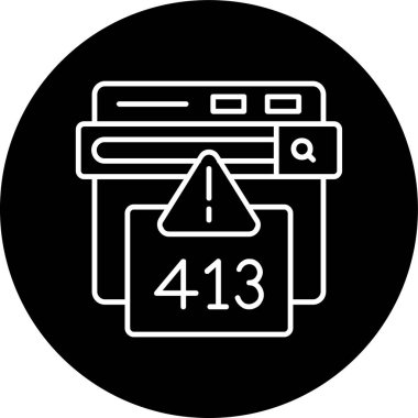 413 Hata Hatası ters çevrilmiş çember. Web Kullanımı için Vektör İllüstrasyonu