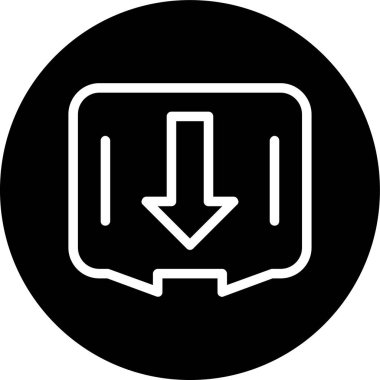 Message Arrow Down Line inverted circle. Vector Illustration For Web Use