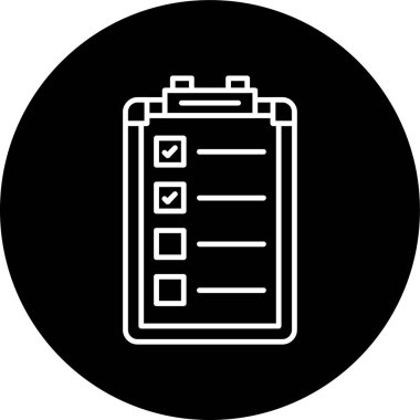 Clipboard Line inverted circle. Vector Illustration For Web Use