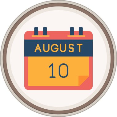 10 Ağustos Flat çıkartması. Web Kullanımı için Vektör İllüstrasyonu