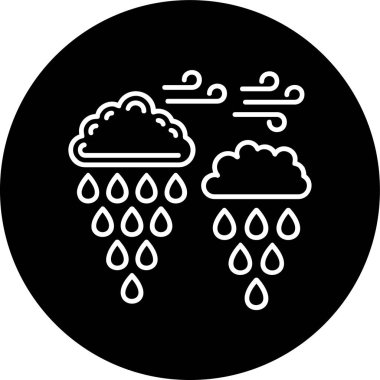 Heavy Rain Line inverted circle. Vector Illustration For Web Use