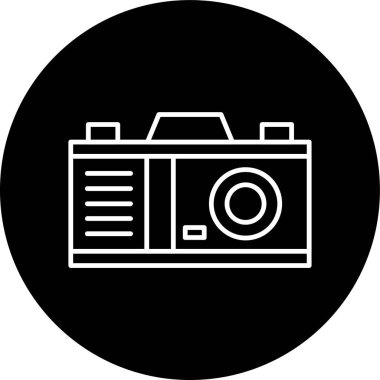 Photo Camera Line inverted circle. Vector Illustration For Web Use